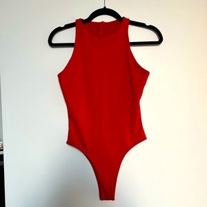 Red Fleece lined Bodysuit